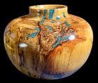 Jimmy Cook Aspen Burl Turquoise Inlay Vase Signed Numbered 6 5   x8 5    Stunning