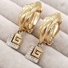Authentic Guy Laroche Paris G Logo Gold Plated Hoops Vintage Clip On Earrings