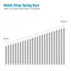 360pcs Watch Pins Spring Bars Band Strap Link 8-25mm Repair Kit Stainless Steel