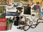 Vintage Junk Drawer Lot Jewelry Pins Tin Type Cufflinks Watch Trinkets  60 