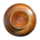 Lined Tibetian Style Wooden Offering Tea Bowl With Silver Trim