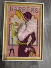 Vintage Harper s Bazaar Magazine Needlepoint Picture Framed Lady Retro Art Deco