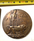 Original Wwi British Kia Death Penny Plaque Medal   Box - Sydney Brade Banks