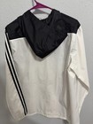 Adidas Men   s Hooded Full-zip Windbreaker Jacket Black white Size S