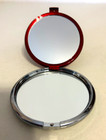 Vintage Double Mirror Silver Tone   Red Compact W  Red   White Rhinestones Large