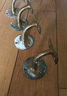 4x Vintage Brass Hand Heavy Duty Rail Brackets Stair Old Handrails  cd32 