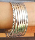 Set Of 7 Bangle Solid 925 Sterling Silver Beautiful Handmade Women Bangle  M1407