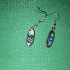 Silver Tone Oval Blue Round Crystal Dangle drop Hook Earrings Metal Lobe