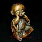 2 5 Inch Old Chinese Boxwood Hand Carved Lovely Boy Buddha Statue Collectable