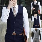 Men s Slim Fit Tuxedo Waistcoat-coat Formal Business Casual Dress Vest Suit 