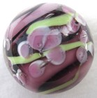 22mm Protea Purple Green White Flower Handmade Art Glass Marble 7 8  Shooter