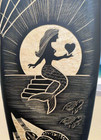 Mermaid And Sea Turtle Moon Light Surfboard Wall Plaque Mango Wood 39 X 10 In