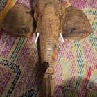 Hand Carved African Elephant Wall Sculpture Ghana Wooden Folk Art Tribal Decor