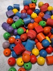 Pre-school Wood Lacing Beads 100 Beads Primary Colors 