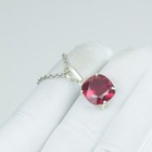 18ct Sterling Silver Red Ruby Necklace Gift  Cushion Shape Blood Loose Pendant 