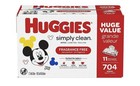 Huggies Simply Clean Unscented Baby Wipes  11 Flip-top Packs  704 Wipes Total 