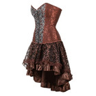 Women Steampunk Lace Corset Dress Vintage Gothic Overbust Bustier Skirt Set