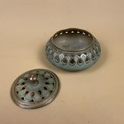 Antique Metal Gold Enamel Indian Patterned Brass Pot Lidded Asian Handmade Lid