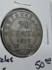 1917-c Newfoundland 50 Cents Silver Coin Low Mintage Scratches