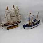 Handcrafted Wooden Model Of Sailing And Fishing Boat Ship Sculpture Decor