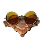 Antique  Willson Amber Sunglasses Goggles Spectacles Vtg Orange Safety Glasses