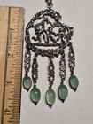 Antique Peruzzi 800 Silver Italy Cherub 5 Chrysoprase Bead Necklace 25   3 5 pen