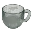 Vintage Nestle Nescafe Clear Glass Globe World Cup Mug Coffee Tea Etched Set 4