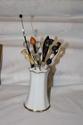 Edwardian Era Antique Hat Pin Lot   Porcelain Holder Reinhold Schlegelmilch 20pc