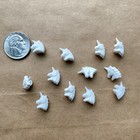 Lot Of 12 Vintage Unicorn Head Buttons Tiny White Plastic Loop Hole On Back