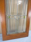 Antique Leaded Stained Glass Window Pane Panel In Wood Frame 41  X 16 