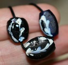 Antique Venetian Blue Feather Oval Semi Tabular Italian Beads  African Trade