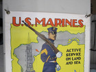 Original Antique U s  Marines Wwi Military Enlistment Poster Active Service Land