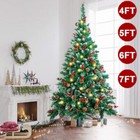 4 5 6 7ft Artificial Snow Flocked Christmas Tree Pine Cones Berries Xmas Decor