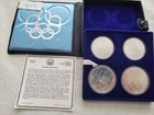 1976 Canada Montreal Olympic 4 Piece Silver Proof Coin Set With Case   Coa