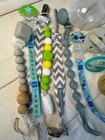 Baby Boy Pacifier Mega Lot 34   9 Clips Holders Soothies Mam Dr Brown s Reborn