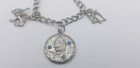 Vintage Silver Tone Native American 5 Charm Bracelet W  Faux Turquoise Stone 
