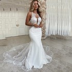 Sexy Mermaid Wedding Dresses White Backless Bridal Bridal Gowns With Court Train