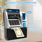 Electronic Atm Piggy Bank For Kids Savings Bank Debit Card Coin Recognition Blue