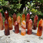 Natural  Fire Quartz Hematoid Crystal Tower Obelisk Reiki Healing Home Decor