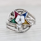 Order Eastern Star Ring 14k White Gold Size 5 Oes Masonic Signet Past Matron