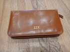 Vintage Men   s Leather Travel Grooming Toiletry Kit Mid Century Lucite Vanity Set