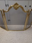 Vtg 3 Panel Fold Brass  Shell Rose Fireplace Screen
