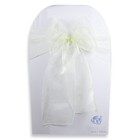 10 Pcs Organza Chair Cover Bow Sash 108 x8  - Ivory - Wedding Party Banquet Eg