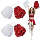 4 Pcs Pom Poms Cheerleading Spirited Fun Cheer Metallic Foil Handle Squad Team 