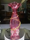 Footed Vase Antique Blown Glass Victorian Uranium Vaseline   Cranberry Red Pink