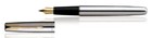 Parker Frontier Fountain Pen Stainless Steel   Gold Trims Blue Ink