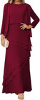 Mother Of The Bride Long Chifon W  Ruffles Formal Dress W  Jacket-burgundy-sz 12