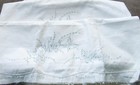 Pair Vtg Butterfly Floral Stamped For Embroidery Pillow Case Tubing Scallop Edge