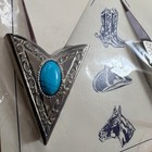Vtg Western Express Turquoise Silver Tone Collar Tips