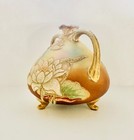 Antique Japanese Coralene Vase Double Handled   Floral Design Dated 2 9 1902